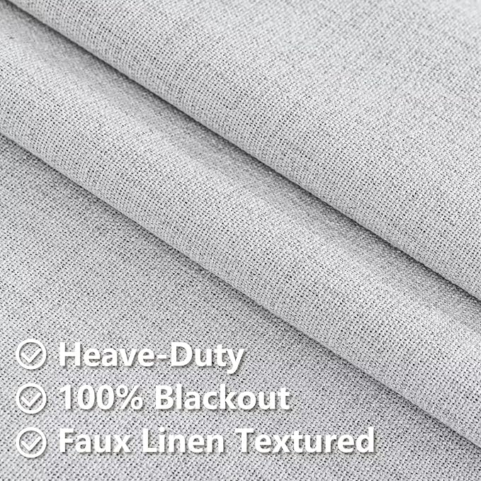 Blackout Curtains 84 Inch Length 2 Panels Set, 100% Black Out Textured Thermal Curtains, Grommet Privacy Light Blocking Drapes for Living Room Bedroom Luxury Deco(52W × 84L inch, Off-White)