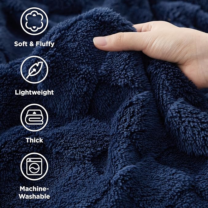 Bedsure GentleSoft Navy Blue Throw Blanket for Couch - Super Soft Cozy Blankets Gifts for Women Men Girls, Cute Small Fleece Throws for Bedroom Home Decor, 50x70 Inches