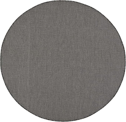 Nourison Positano Indoor/Outdoor Charcoal 6' x Round Area Rug, Easy Cleaning, Non Shedding, Bed Room, Living Room, Dining Room, Backyard, Deck, Patio (6 Round)