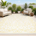JONATHAN Y Vintage Filigree Indoor Outdoor Area Rug 5X8 Cream/Yellow, Charleston Textured Weave for Backyard, Patio, Porch, Easy-Cleaning, High Traffic, Pet-Friendly, Non-Shedding (SMB106M-5)