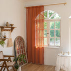 Sutuo Home Boho Curtains 72 inches Long for Bedroom Living Room, Crochet Cotton Lace Sheer Bohemian Hollow Knitted with Tassels,Window Treatment Drapes, Rod Pocket 1 Panel 59" W x 72" L,Burnt Orange