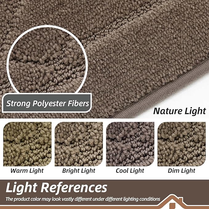 BEQHAUSE Dirt Trapper Door Mat 20" x 32", Doormat Non-Slip Entryway Rugs Washable, Dog Door Mat Stain Resistant and Absorbent Welcome Floor Mat for Front Back Door, Muddy Wet Shoes & Paws, Light Brown
