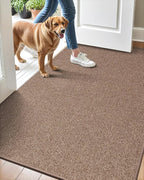 LUMI Indoor Door Mat 36"x56", Ultra Thin Low Profile Non-Slip Doormat for Home Entrance, Absorbent & Stain-Resistant Welcome Mats, Washable Entryway Mat for Front Door, Patio, Porch, Camel