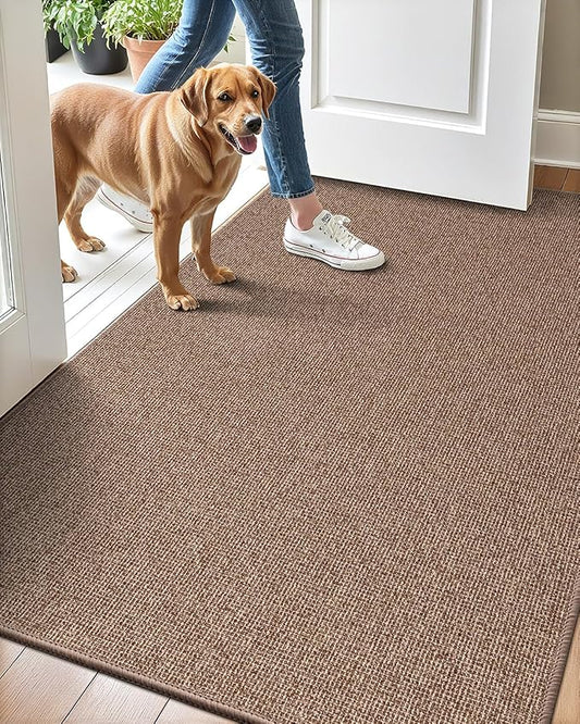 LUMI Indoor Door Mat 36"x59", Ultra Thin Low Profile Non-Slip Doormat for Home Entrance, Absorbent & Stain-Resistant Welcome Mats, Washable Entryway Mat for Front Door, Patio, Porch, Camel