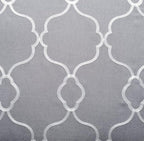 MIUCO Moroccan Embroidery Semi Sheer Curtains Faux Linen Grommet Curtains for Bedroom 52 x 63 Inch 2 Panels, Grey