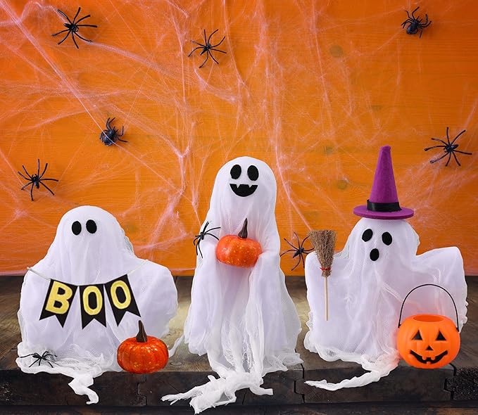 Halloween Decorations - Set of 3 Cute Spooky Ghosts Crafts - Ghost Decorations Indoor Halloween Decor for Party Table Home Room Kitchen Office