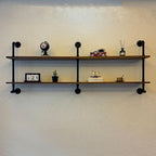 Industrial Pipe Wall Shelves Pipe Shelving with Real Wood Plank,70 Inches Floating Shelves for Wall Farmhouse Pipe Book Shelves Dark Brown 2 Tier for Kitchen,Living Room Decor and Bar Shelving