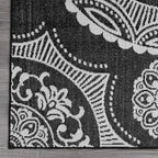 Medallion Outdoor Rug 6x9 Washable Outside Carpet for Indoor Patio Porch Waterproof Easy Cleaning Non Shedding Area Rugs Black 6 x 9
