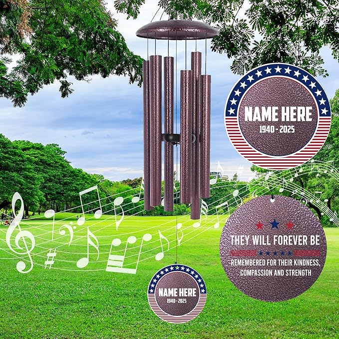 ASTARIN Personalized Wind Chimes for Memorial US Veteran, Deep Tone Wind Chimes for Loss of Loved One Brothers Sisters, Thank You Veteran Solider