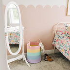 OrganiHaus Cotton Rope Basket for Rainbow Classroom Decor 15x18 | Toy Basket for Pastel Room Decor | Playroom Organization and Storage | Toy Bins & Book Basket | Tall Blanket Basket for Living Room