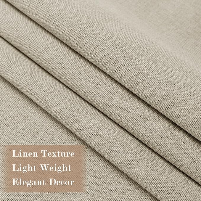 Beige Pinch Pleat 100% Blackout Drapes Linen Blend, Room Divider, Room Darkening, Energy Saving, Furniture Protecting, Light Blocking Extra Wide Privacy Curtains, 200Wx108L, 1 PC