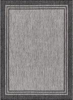 Bordered Outdoor Rug 9x12 Washable Outside Carpet for Indoor Patio Porch Waterproof Easy Cleaning Non Shedding Area Rugs Dark Gray 9 x 12