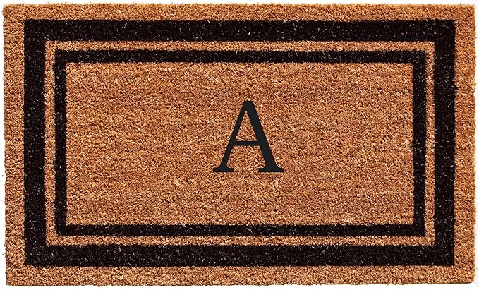 Calloway Mills 152963672A Black Border 36" x 72" Monogram Doormat Letter (A)