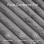 HIGOGOGO Round Stuffed Pouf Ottoman, Stripe Faux Fur Poufs with Foam Chunk Filling, Furry and Fluffy Pouf Foot Stool Storage Ottoman, 20 X 15 Floor Poufs Foot Rest for Living Room, Grey