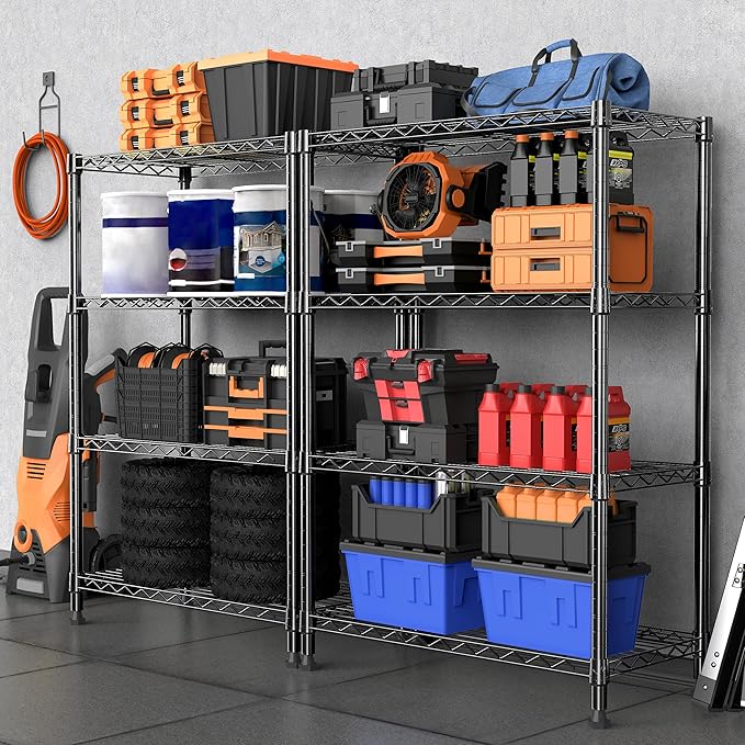 1000 lbs Storage Shelving Steel Heavy Duty 4-Tier Utility Shelving Unit Steel Organizer Wire Rack for Home,Kitchen,Office (13.7" D x 29.5" W x 47.2" H)