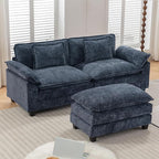 URRED Modular Sectional Sofa Comfy Cloud Couch, Modern Chenille Sofa Sleeper Deep Seat Couches with Ottoman/Pillows for Living Room (Blue, 82.6''- L Shape)