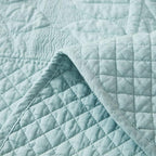 MarCielo 3-Piece 100% Cotton Oversized Bedspread Lightweight Quilt Coverlet Embroidery Farmhouse Bedding Set T0 (Aruba Blue, Oversized Queen (100"x106"))