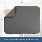 S&T INC. Dish Drying Mat XL, 18” x 24”, Absorbent Microfiber Kitchen Counter Mat, Dish Drying Pad for Dishes, Utensils, Pots and Pans, Extra Large, Charcoal