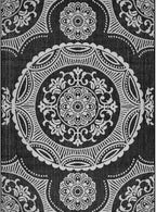 Medallion Outdoor Rug 9x12 Washable Outside Carpet for Indoor Patio Porch Waterproof Easy Cleaning Non Shedding Area Rugs Black 9 x 12