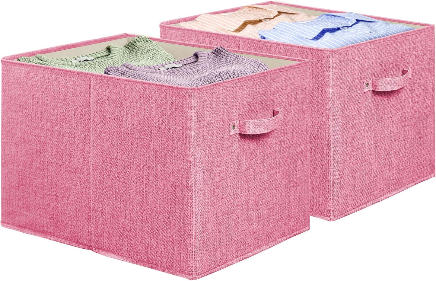 SIMPLE HOUSEWARE Collapsible Fabric Storage Bin 15x13 Inch - 2 Pack Pink