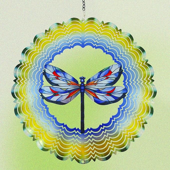 Wind Spinners Outdoor Dragonfly Decorations - Birthday Gifts for Women Mom Grandma, Hanging Wind Spinner 12 inch 3D Wind Sculptures for Garden Decor for Outside, Patio, Yard, Outdoor