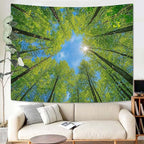 AMM Nature Forest Tree Celling Tapestry Lush Green Treetops Sunlit Tapestry for Bedroom Aesthetic Sky Sunlight Canopy Leaves Landscape Tapestries Wall Hanging for Living Room Dorm Office 80 x 60 Inch