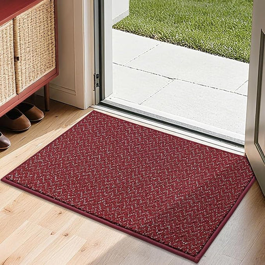 COSY HOMEER-Door-Mat 20" x 32" Non Slip Absorbent Entryway Rugs Dirt Trapper Doormats Washable Entrance Mats Low Pile Welcome Floor Mat for Front Back Door and Entry Mats,Red