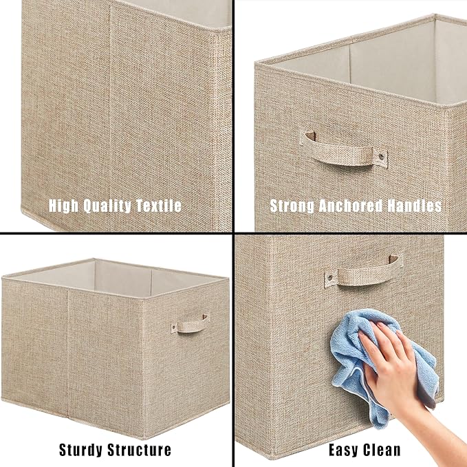 SIMPLE HOUSEWARE Collapsible Fabric Storage Bin 15x13 Inch - 2 Pack Beige