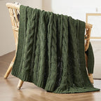 Bedsure Cable Knit Twin Blanket for Couch Bed - Breathable Chenille Chunky Knit Twin Blanket for Decorative Gift, GentleSoft Cozy and Warm for Winter and All Seasons, Green, 60x80 Inches
