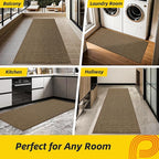 JSEI Dirt Trapper Door Mat 24"x60" Non-Slip Washable Entrance Mat, Dog Doormats, Absorbent & Fade-Resistant Floor Mats, Low Profile Welcome Mats for Entryway, Front Door, and Inside Entrance, Brown