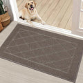 BEQHAUSE Dirt Trapper Door Mat 20" x 32", Doormat Non-Slip Entryway Rugs Washable, Dog Door Mat Stain Resistant and Absorbent Welcome Floor Mat for Front Back Door, Muddy Wet Shoes & Paws, Light Brown