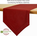 D'Moksha Homes Red Linen Table Runner 48 Inches Long - 100% Pure Linen Diamond Table Runner 14 x 48 Inch for Dining, Fall and Halloween - Machine Washable