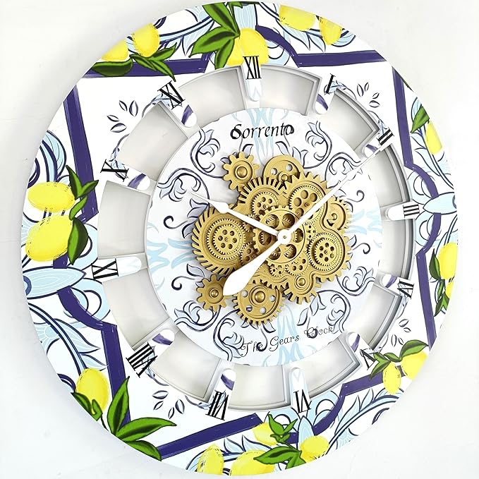 The Gears Clock Wall Clock Italy Collection with Moving Gears (Sorrento, 36 inch Round)