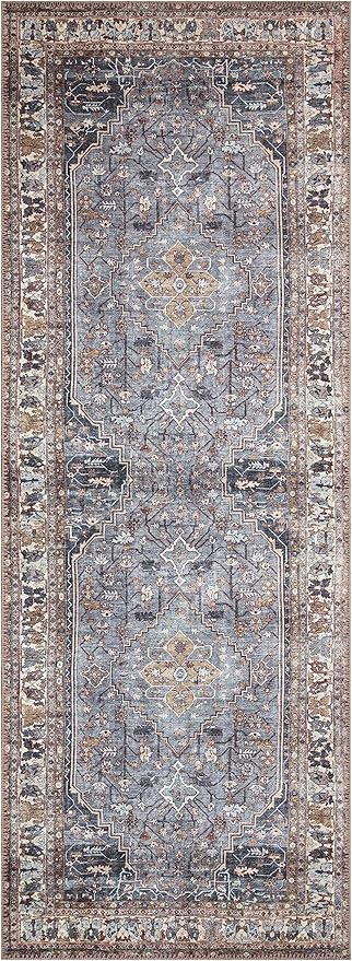Keen Home Design 2x7 Rug - Machine Washable Runner Rug with Non-Slip Backing, Ideal for Hallway, Entryway, Kitchen, Laundry Room - Vintage, Easy Clean, Durable, Low Pile Rug - (2'6" x 7')