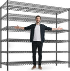 REIBII 83" H Storage Shelves 3840LBS Metal Shelving Unit 6 Tier Wire Shelving Commercial Adjustable Garage Shelving Heavy Duty for Storage Rack for Pantry, Garage, Kitchen, 83" H x 55.5" W x 18" D