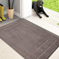 PURRUGS Dirt Trapping Door Mat 24" x 35.5", Non-Slip/Skid Machine Washable Entryway Rug, Dog Doormat, Super Absorbent Welcome Mat for Muddy Wet Shoes and Paws, Grayish Brown