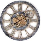 The Gears Clock 36'' Inch Real Moving Gear Wall Clock Vintage Industrial Oversized Rustic Farmhouse (Vintage Carbon Grey and Bronze)