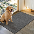 JSEI Dirt Trapper Door Mat 24"x36" Non-Slip Washable Entrance Mat, Dog Doormats, Absorbent & Fade-Resistant Floor Mats, Low Profile Welcome Mats for Entryway, Front Door, and Inside Entrance,Dark Grey