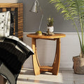 Rustic Farmhouse End Table with Storage Shelf, French Country Accent Side for Family, Dinning or Living Room, Small Spaces, Modern, Round, Vintage Caramel Brown Finish
