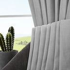 Joydeco Linen Curtains for Living Room,Light Filtering Rod Pocket Back Tab Semi Sheer Drapes Window Long Curtains 120 inches Long Ebony Grey