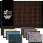 GORILLA GRIP 100% Waterproof All-Season WeatherMax Doormat, 47x35, US Designed Natural Rubber, Stain and Fade Resistant, Low Profile Indoor Outdoor Door Mats, Easy Clean Patio Mat, Coffee Squares