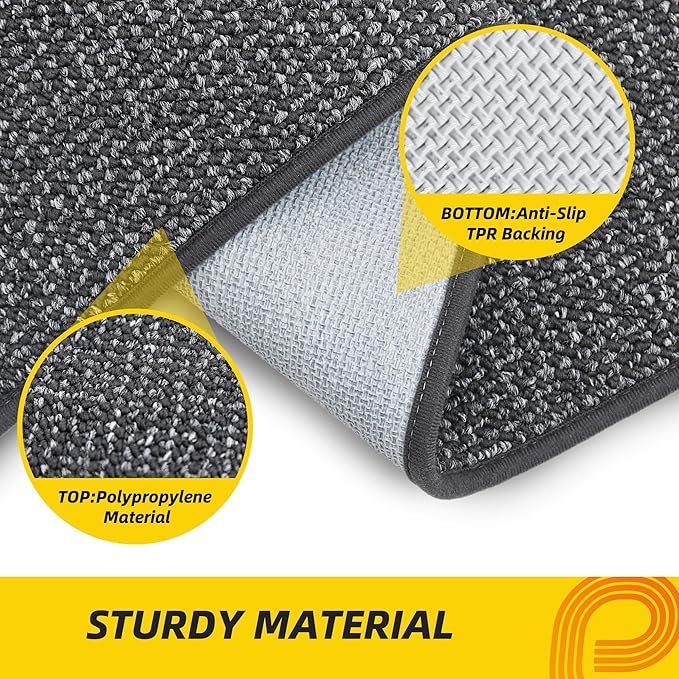 JSEI Dirt Trapper Door Mat 24"x36" Non-Slip Washable Entrance Mat, Dog Doormats, Absorbent & Fade-Resistant Floor Mats, Low Profile Welcome Mats for Entryway, Front Door, and Inside Entrance,Dark Grey