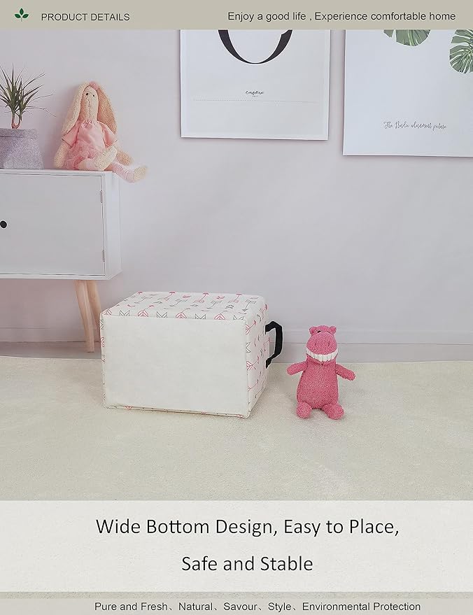 Rectangular Folding Laundry Basket,waterproof Canvas Basket,gift basket,Suitable for children's room,Office,Clothes,Toys Storage (Pink Arrow)