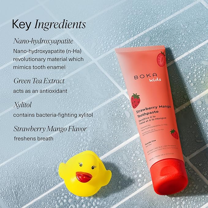 Boka Fluoride Free Toothpaste Nano Hydroxyapatite Toothpaste - Strawberry Mango Flavor, 4 oz 1Pk US Manufactured