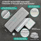 JOYMOOP Mop and Bucket with Wringer Set, Hands Free Flat Floor Mop and Bucket, with 5 Washable Microfiber Pads, Wet and Dry Use, Floor Cleaning System