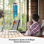 Large Aluminium Wind Chimes 37 Inches to Create a Zen Atmosphere Suitable for Outdoor, Garden, Patio Decoration. Classic Wind Chimes with Wind Catcher Suitable as A Gift for Unisex(Blue)