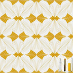 Window Privacy Film Stained Glass Decorative Static Clings Frosted Window Tint for Home Room Decor Bathroom Door Car Stickers with Glittering Effect, Removable(Golden Geometry)