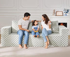 Modular Sectional Sofa 3-Seater Modular Couch with Deep Seat Memory Foam Cloud Chair with Pillows Oversized Sectional Sofa for Living Room Bedroom (Plush GREYOLIVE, 3-Seater)