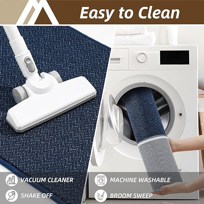 COSY HOMEER-Door-Mat 32"x48" Non Slip Absorbent Entryway Rugs Dirt Trapper Doormats Washable Entrance Mats Low Pile Welcome Floor Mat for Front Back Door and Entry Mats,Navy Blue