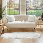 AMTOVO Faux Sheepskin Rug, White Ultra Soft Fluffy Shag Area Rug, 2 x 6 ft Faux Fur Rug for Bedroom Sofa Throw Cushion Room Decor, Sheepskin
